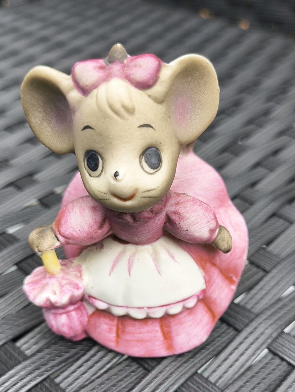 Vintage Miniature Mouse Figurine Pink Dress Petticoats 2.5"